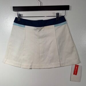 Deadstock NWT Vintage Skirt Small White Navy Blue Micromini Tennis Golf 70s